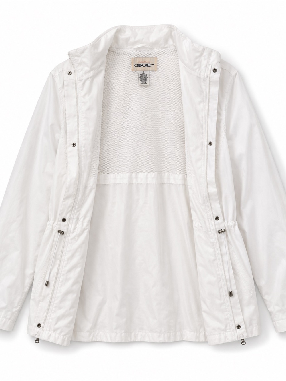 Cherokee White Lightweight Utility Windbreaker Jacket Size Small